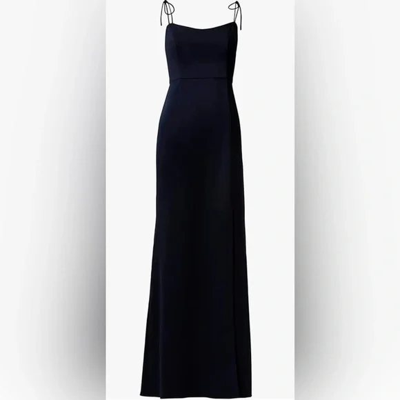 ADRIANNA PAPELL NWT SIZE 14 Dark navy SATIN CREPE LONG GOWN - Picture 2 of 10